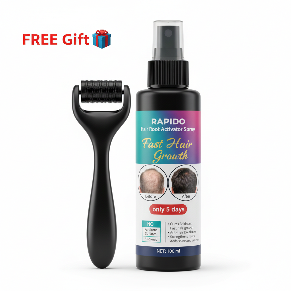 AA RAPIDO Hair Root Activator Spray (100ml) + FREE Dermaroller